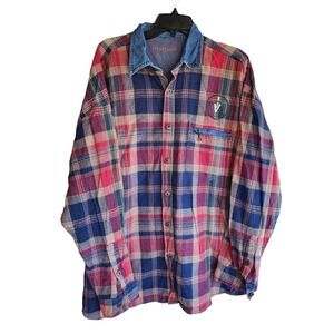 Vintage Fryday Club Long Sleeve Plaid‎ Button Down Shirt Size 2X